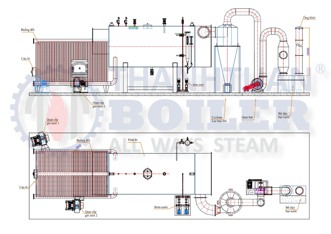 Bản vẽ Nồi Hơi Buồng Đốt Phụ